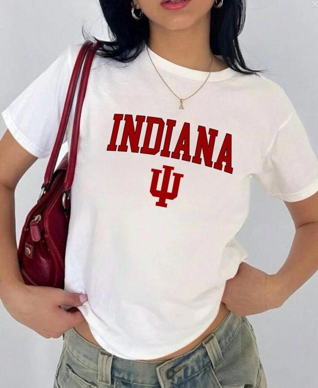 Indiana Vintage Sport Teams NCAA Collection Unisex Crewneck Black Baby Tee, Graphic Team Collection Baby Tee, Gift For NCAA Fans