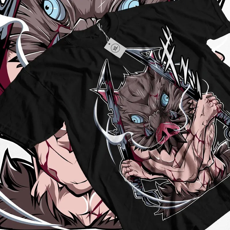 Inosuke T-Shirt S-4XL Demon Slayer Kimetsu No Yaiba Anime Manga Gift Shirt Tshirt S-4XL