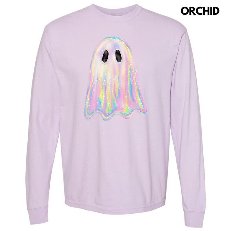Iridescent Shimmer Ghost Long Sleeve Comfort Colors T-Shirt 'NLB'