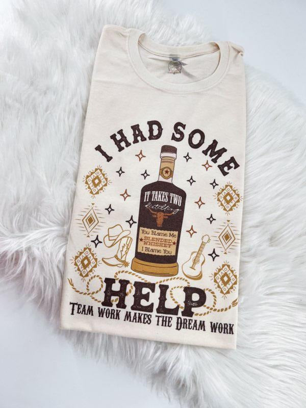 It Takes Two I had some help Vintage Bottle Tshirt, Sweatshirt or Hoodie Unisex Comfy Tops Womenswear