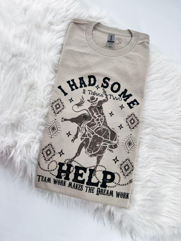 It Takes Two I had some help Vintage Bull Tshirt, Sweatshirt or Hoodie Unisex Comfy Womenswear Tops