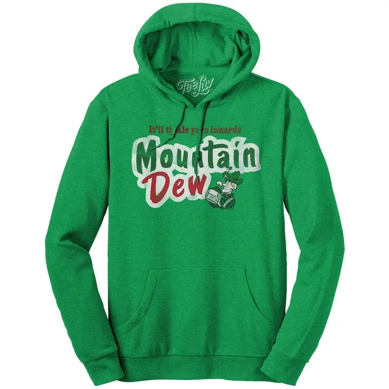 It'll Tickle Your Innards Mt Dew Pullover Hooded Sweatshirt - Green
