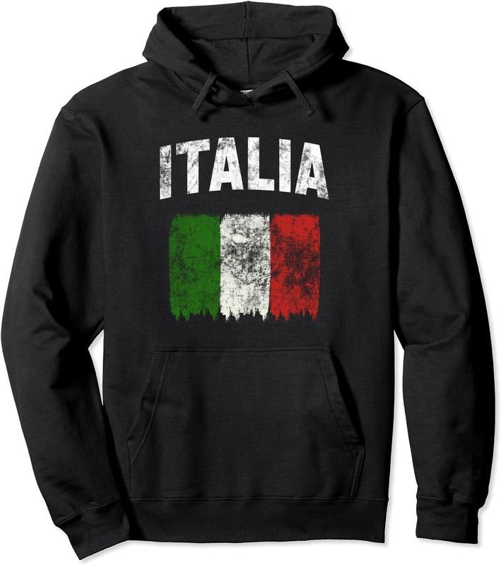 Italia Hoodie | Unisex Hooded Sweatshirt | FAST SHIPPING - Vintage Distressed Italian Flag