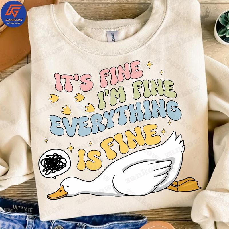 Its Fine Im Fine Everything Is Fine Png Sarcastic Retro Png Funny Mama Goose Png Boho Floral Png Preppy Girly Shirt Design Png T-shirt, sweater and Hoodie