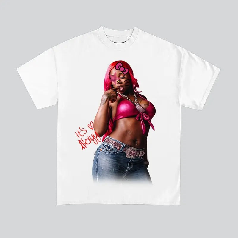 Its Sexyy Kitty Red Super Star Graphic Rap Tee Shirt Streetwear New Design