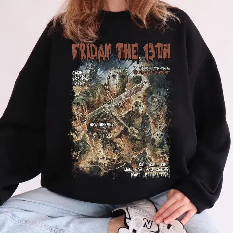 Jason Voorhees Sweatshirt, Jason Halloween Tee, Scary Movie Shirt, Horror Graphic Shirt, Friday the 13th Horror Movie Shirt