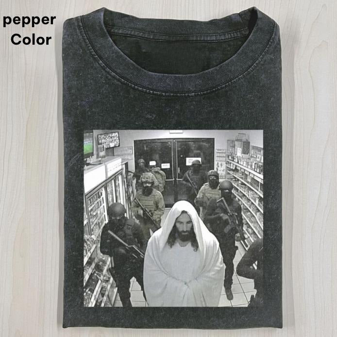 Jesus Arrested in a Store T-SHIRT, JESUS T-SHIRT, Funny Graphic T-shirt, Unisex Movie Shirt Menswear Womenswear