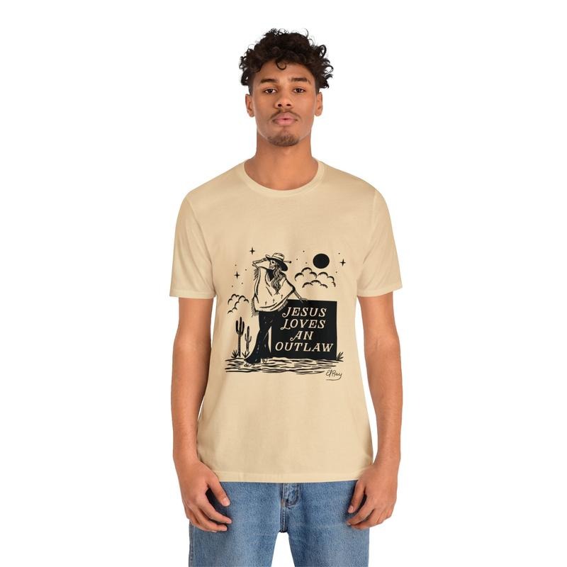 Jesus Loves A Cowgirl El Ray Art Unisex Jersey Short Sleeve Tee, Trendy Cowgirl Shirt, Unisex T-Shirt, Gifts For Women Besties, Short Sleeve Tee Shirt, Women Gifts, Gifts For Birthday Mothers Day Christmas