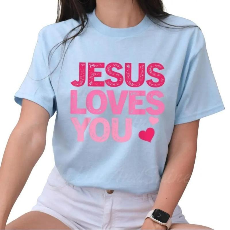 Jesus Loves You Christian Valentine Tee Pure Cotton T-Shirt Tops Trendy for Women for Men, Perfect Gift