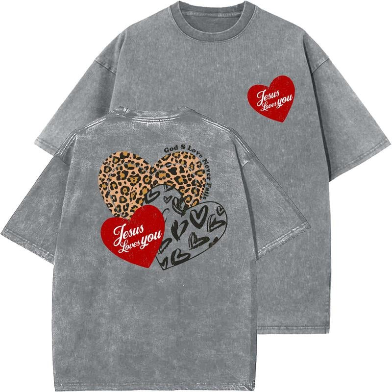 Jesus Loves You Unisex Washed T-Shirt, Christian t shirts, Vintage 90s Graphic Tee, Gift Top Womenswear Cottonstyle{n002}4