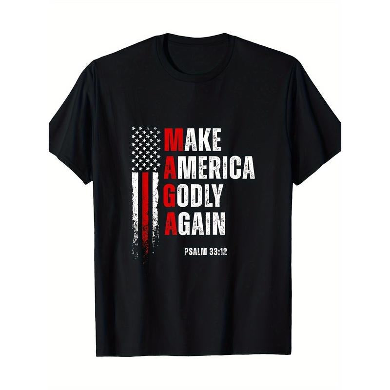 Jesus Make America Godly Again American Patriot Christian T-Shirt- g 180g cotton, printed T-shirt made in usa