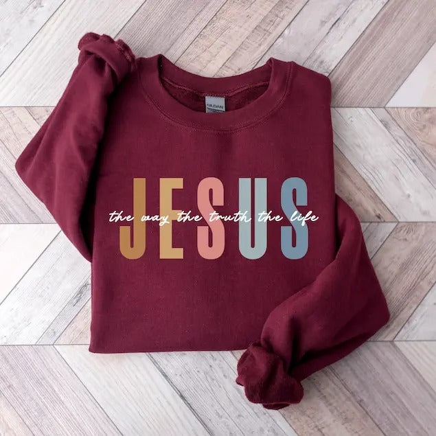 Jesus The Way The Truth The Life Sweatshirt, Womens Religious Sweatshirt, Faith Sweatshirt, Christian Sweatshirt, Bible Verse, Jesus Lover T-shirt, sweater and Hoodiestyle{n002}2