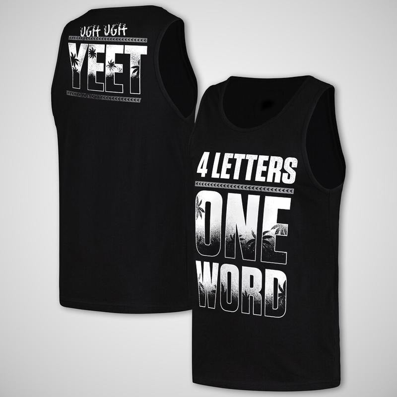 Jey Uso Four Letters One Word YEET Tank Top, Jey Uso WWE Tank Top, Jey Uso Clothes, WWE Fans Tanktop, Men's 100% Cotton Tank Top Casual Menswear Breathable Sleeveless Classic Workout Tops