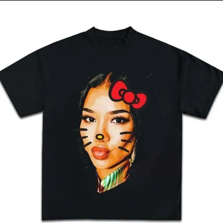 Jhene Kitty Big Face T-shirt, Rap Hip Hop Tee Streetwear Outfit vintage graphic tees
