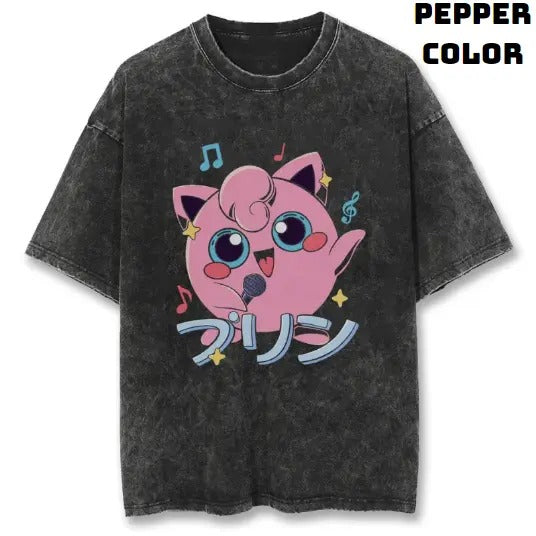 Jigglypuff Lullapy Vintage T-Shirt, Jigglypuff Shirt, Pokemon Merch, Pokemon Shirt, Pokemon Jigglypuff Shirt, Cute Shirt, Anime Manga Shirt, Graphic Tee Shirt, Unisex T-Shirt, Gift For Fan Pokemon, Crewneck Short Sleeve Shirt Top Menswear Streetwear