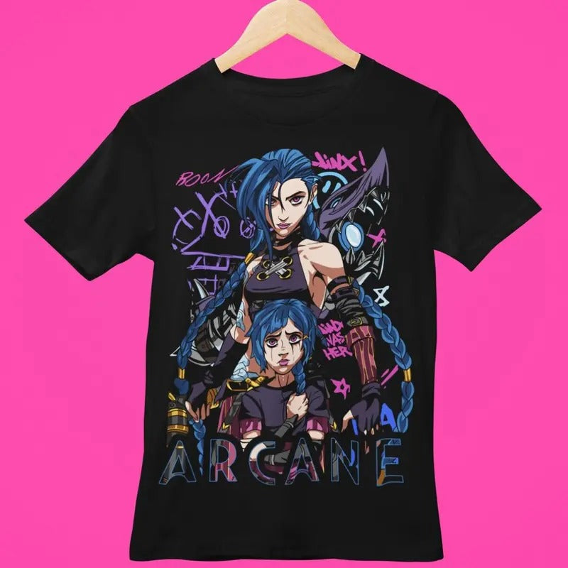 Jinx Arcane T-Shirt | Gaming Shirt | LOL Shirt | Video Game Shirt | Moba Game Shirt | Gamer Shirt | Game Lover Shirt | Gaming