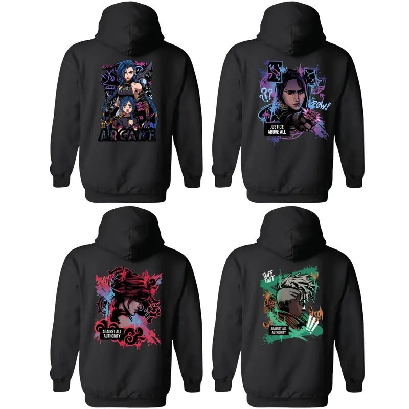 Jinx Vi Cattlyn Ekko Arcane Anime Unisex T-Shirt, Sweatshirt, Hoodie League of Legends Special Shirt Anime Shirt Anime Lovers Graphic Anime Tee, Shirt Jinx T-Shirt