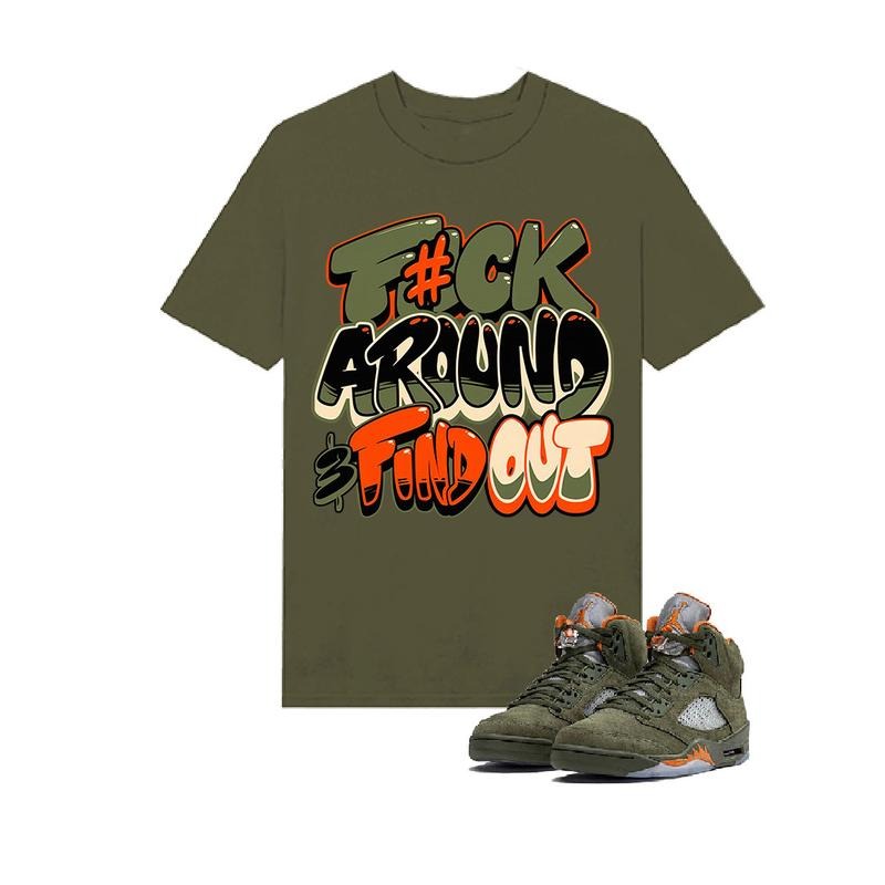Jordan Retro 5 Olive 5s Shirt To Match Sneaker Fuch Around color military green