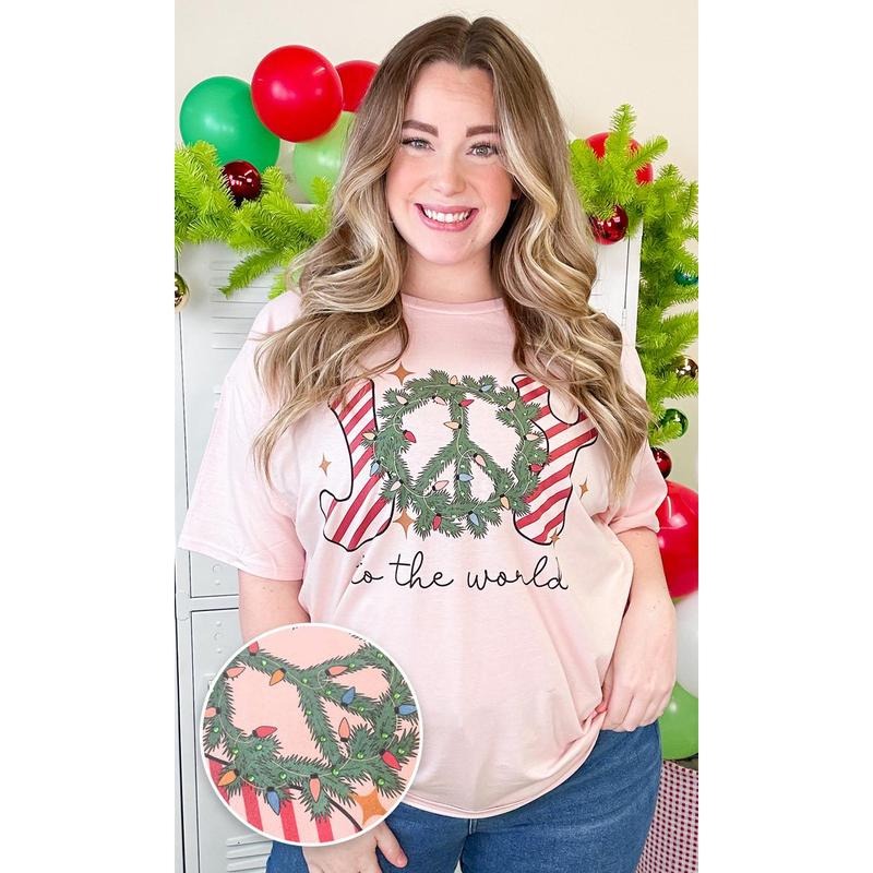 Joy to the World Rhinestone Graphic T-Shirt