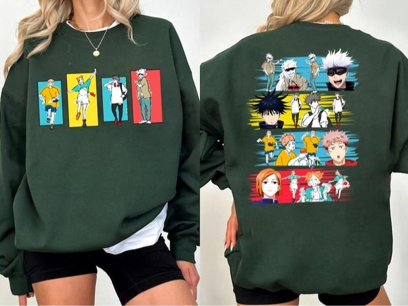 Jujutsu Kaisen Sweatshirt Hoodie, Anime JJK Friends Shirt, Jujutsu Kaisen Shirt, Anime Friends Shirt, Anime Lover Sweater, Otaku Gift, Besto Friendo Shirt, Itadori, Megumi, Nobara, Gojo, Jujutsu Kaisen Sweater, Anime Fans Gifts, Trendy Anime Sweatshirt