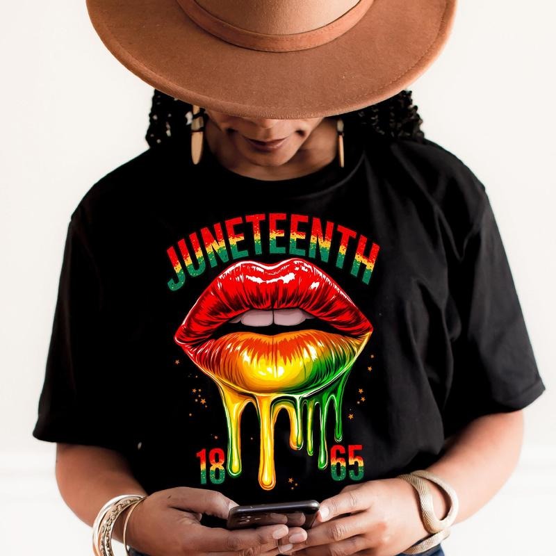 Juneteenth Lips T-shirt, Dripping Melanin Lips Shirt, 1865 Freedom Day Tees, Black Woman Pride T-shirt, Black Girl Magic Shirt, Gift for Her