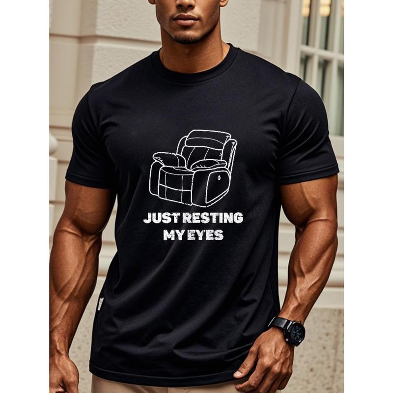 Just Resting My Eyes Black T Shirts For Men Graphic Tee Casual Crew Neck Soft 100% Cotton Funny Sayings Stylish Breathable Ultra-Soft Perfect For Running And Weekend Casual Made in USA