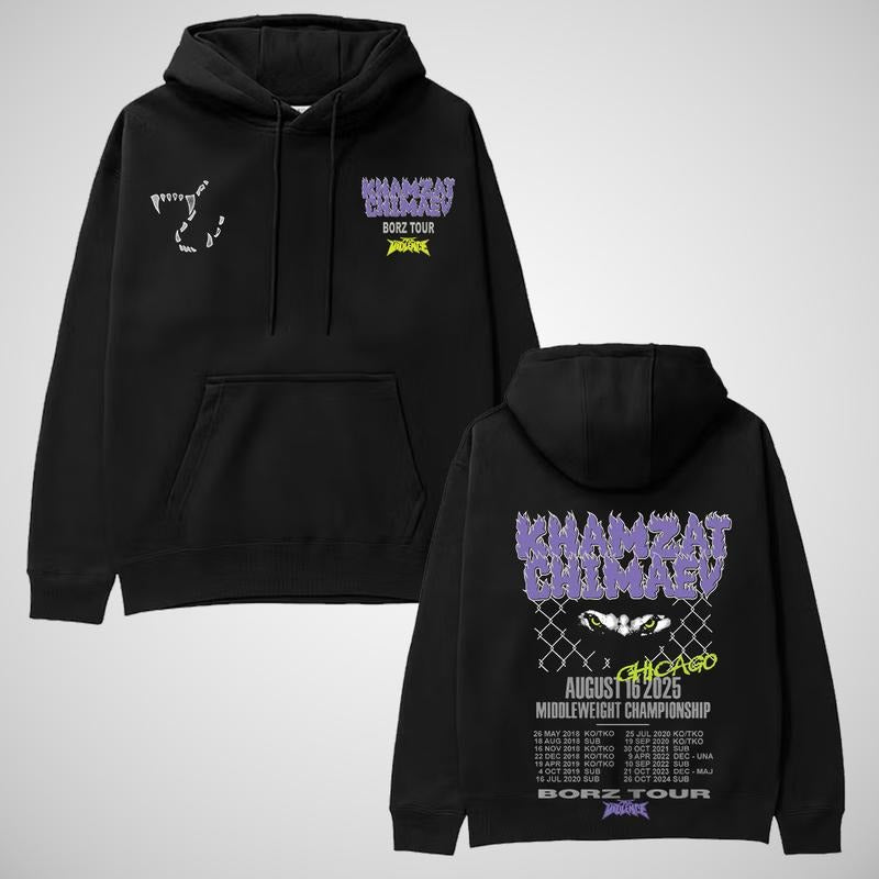 KHAMZAT CHIMAEV BORZ TOUR HOODIE, Chimaev Middleweight Championship T-shirt, Borz Tour Tee, Khamzat Chimaev UFC Shirt, UFC Fighters Shirt, UFC Outdoors Menswear Gift For Him