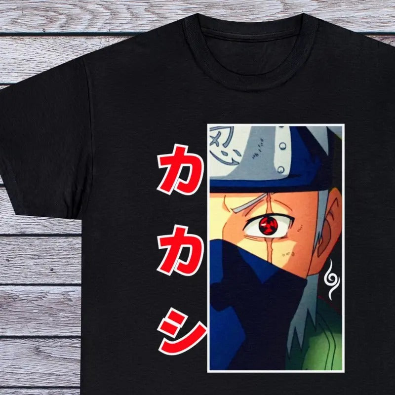 Kakashi Sharingan T Shirt Naruto Shippuden Tee 90s Anime Clothing Manga Japanese Unisex Full Size
