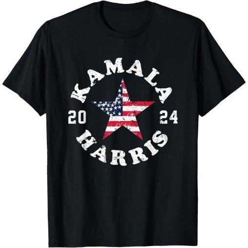 Kamala Harris 2024 President American Flag Vote Kamala T-Shirt Made in USAstyle{n002}2