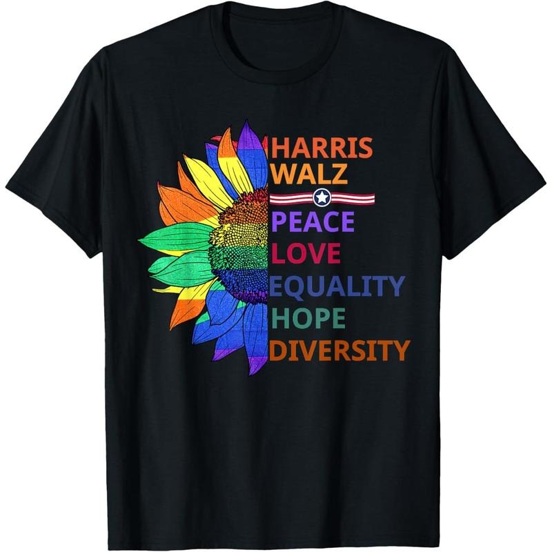 Kamala Harris Waltz Peace Love Equality Hope Diversity T-Shirt made in usa