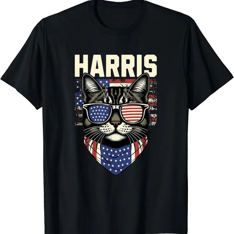 Kamala Harris for President 2024, Funny Cat Lady Graphic T-Shirt