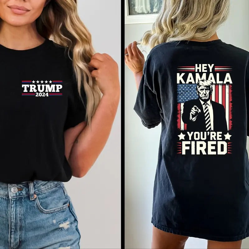 Kamala You're Fired - Trump 2024 T-shirt, President Trump Election Tee, Casual Shirt, Republican Gifts, Patriotic American Flag Shirt