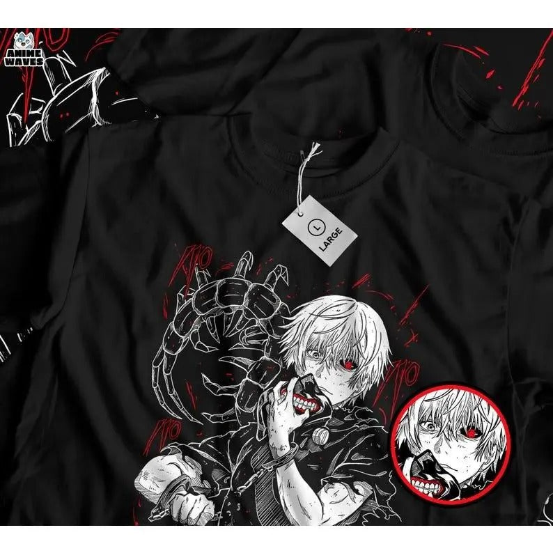 Kaneki Ken Shirt, Tokyo Ghoul Shirt, Dark Urban H0rr0r Unisex T-shirt - Japanese Anime Manga Style, Otaku Apparel, Modern Tokyo Vibes, Classic Japan Inspired, Perfect Gift Fans