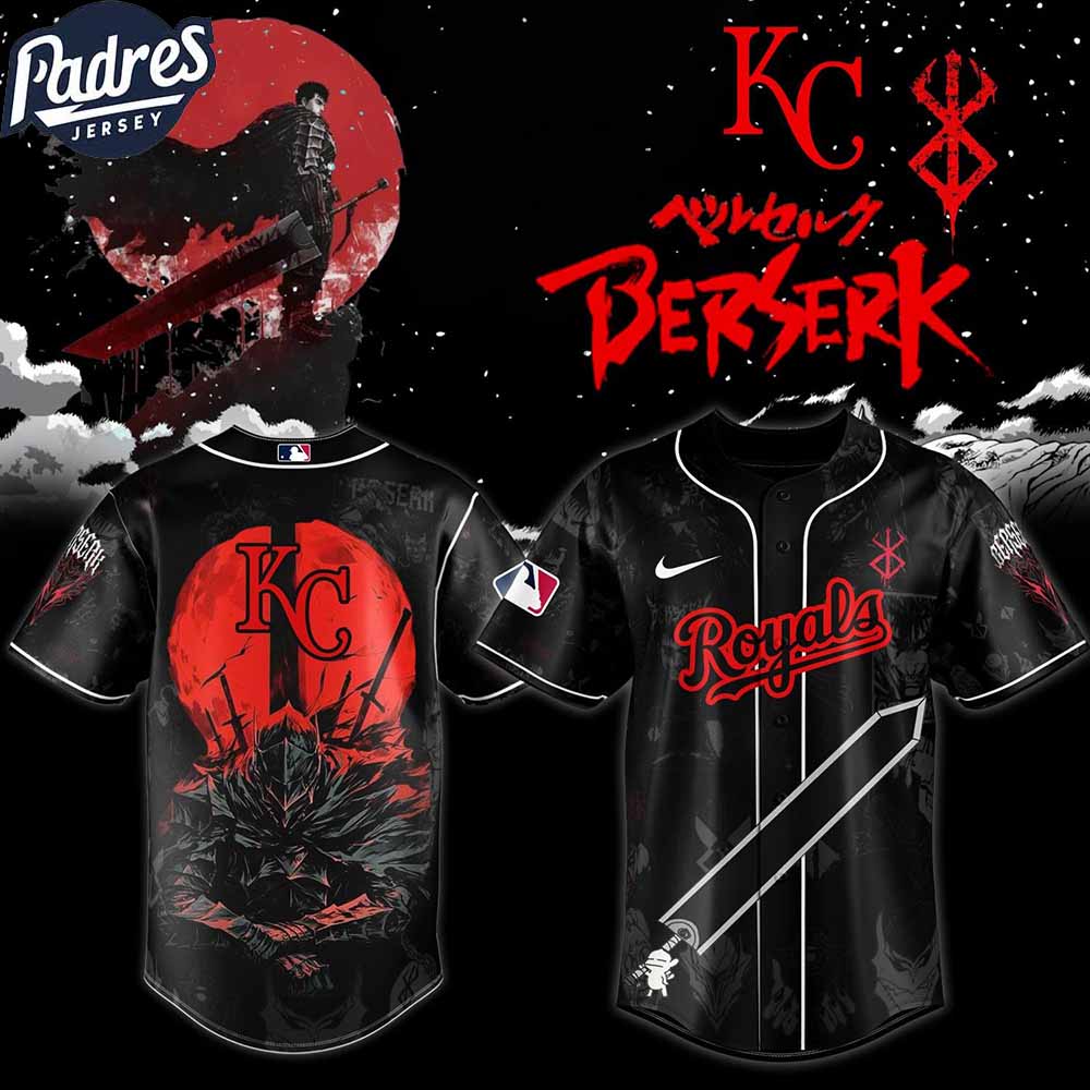 Kansas City Royals MLB X Berserk Personalized Baseball Jersey - Padres Jersey Oasis: Elevate Your Baseball Style Game