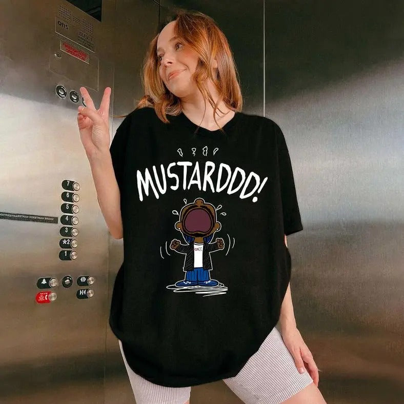 Kendrlck Mustard Shirt, Lamar GNX Hoodie, KDot T-shirt, TV Off, Mustard Sweater, Graphic Tee, Full Color, Gift for Women for Men Menswear Cotton