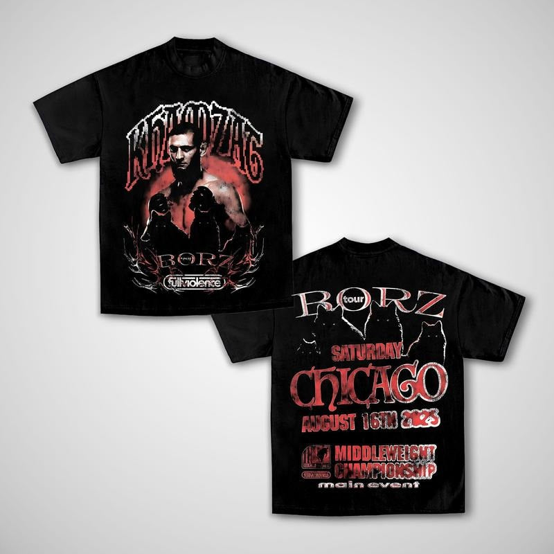 Khamzat Chimaev Borz Tour 2.0 Premium Tee, Chimaev Fan Shirt, Borz Tour Tee, Khamzat Chimaev UFC 319 Shirt, UFC Fighters Shirt, Gift for Him Gift For Her Menswear Clothing