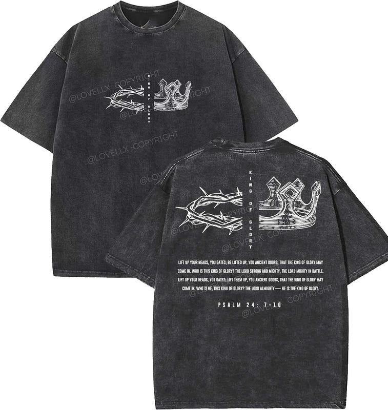 King Of Glory Unisex Washed T-Shirt, Vintage 90s Graphic Tee, Gift Top Womenswear Cotton