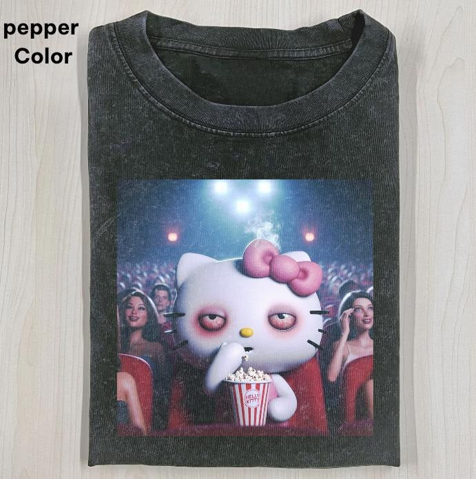 Kitty Watch Movies While High T-shirt, Kitty High Shirt, Funny Graphic T-shirt, Unisex Movie Shirt Menswear Womenswear