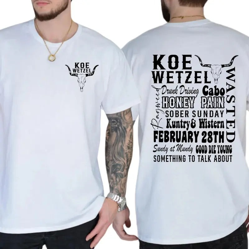 Koe Wetzel Country Music Tee - Cowboy Style Concert Shirt, Perfect for Music Fans, Western Graphic Tee