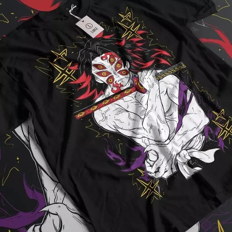 Kokushibo T-Shirt Demon Slayer Kimetsu No Yaiba Anime Manga Black Shirt All Size