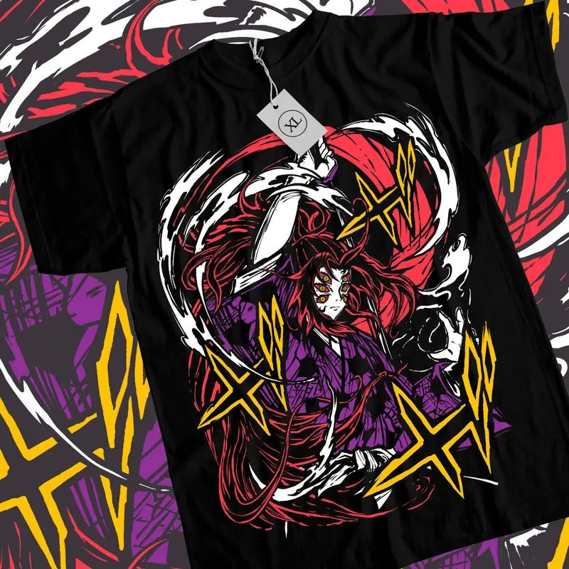 Kokushibo T-Shirt S-4XL Demon Slayer Kimetsu No Yaiba Anime Manga Black Shirt Tshirt S-4XL