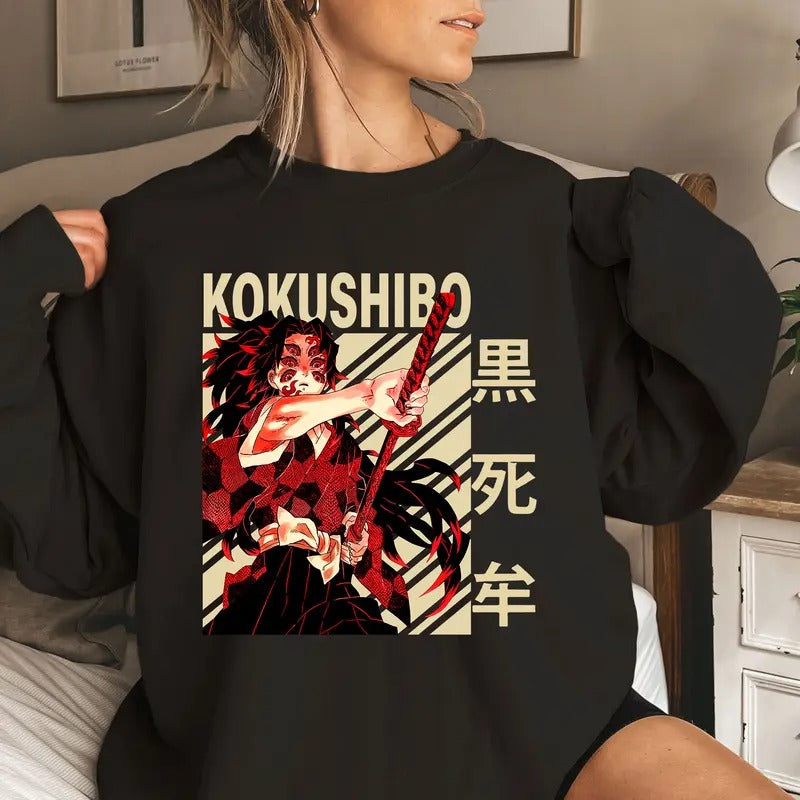 Kokushibo Upper Moon 1 DM Characters Shirt Crewneck Hoodie, Anime Otaku Shirt Comfort Cotton