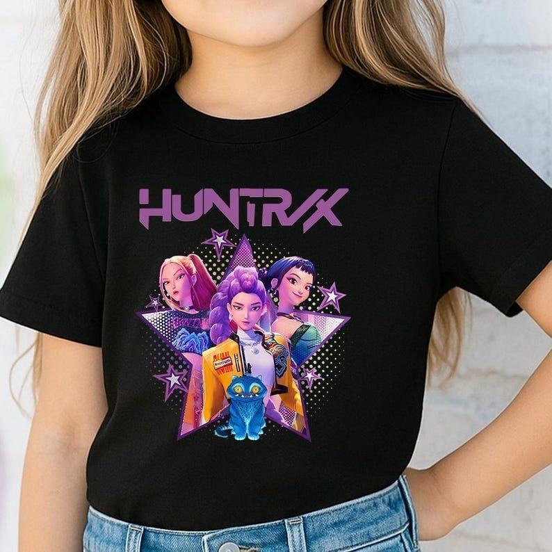 Kpop Demon Hunters Tiger Youth T-Shirt, Merch Kpop T-Shirt, Kpop Idol T-Shirt, Mira, Rumi, Joey Youth T-Shirt, Gift for Huntrix Fan, Kid Youth Shirt, Unisex TShirt