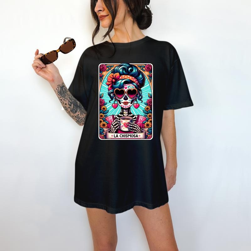 LA Chismosa Tarot Card - T-Shirt, chancla, Bright Graphic, Funny Apparel, Gift Idea, Relaxed Fit, Casual Apparel, Cute Top, Great with Jeans, All Seasons, Fun Style, Comfortable Shirt