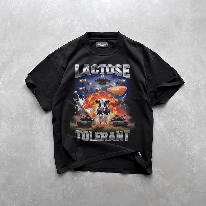 Lactose Tolerant Vintage Bootleg T-Shirt, Retro Milk 90s Funny Graphic Shirt, Funny Shirts For Friends, Y2k Baggy Shirt, Meme Shirts