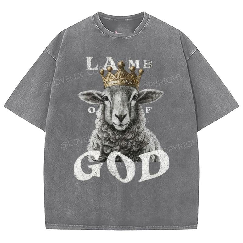 Lamb of God Washed T-Shirt, Christian Jesus t shirts, Vintage 90s Graphic Tee Gift Cotton Top Womenswear Bottom