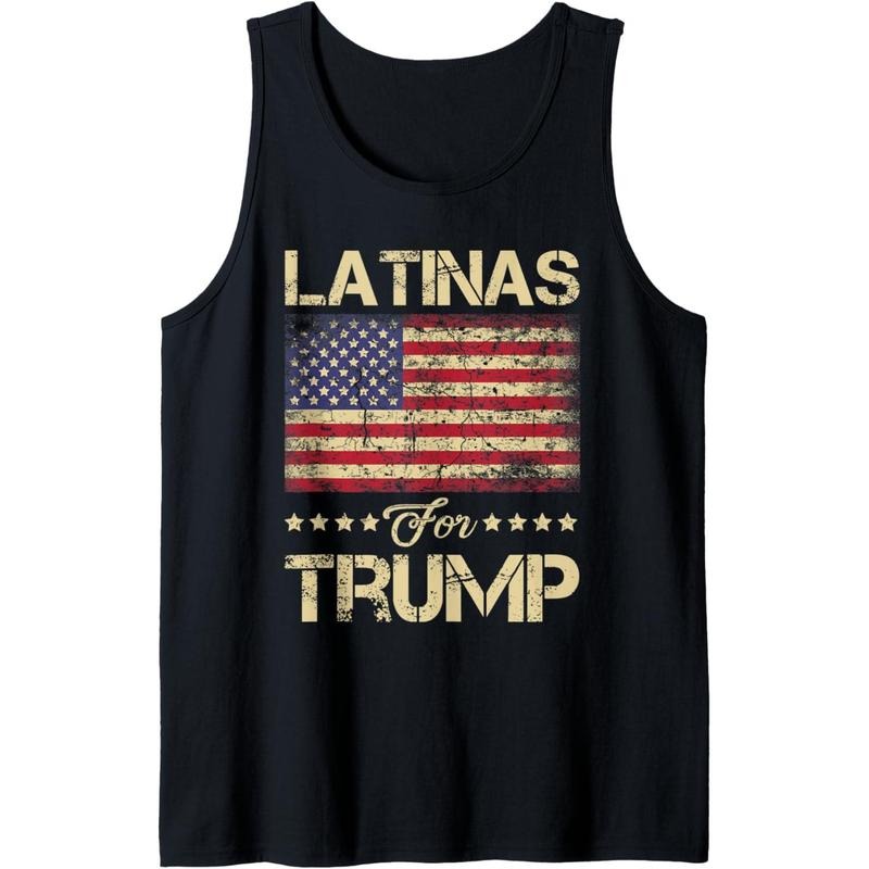 Latinas For Trump Stars and Stripes American Flag Tank Top made in USA