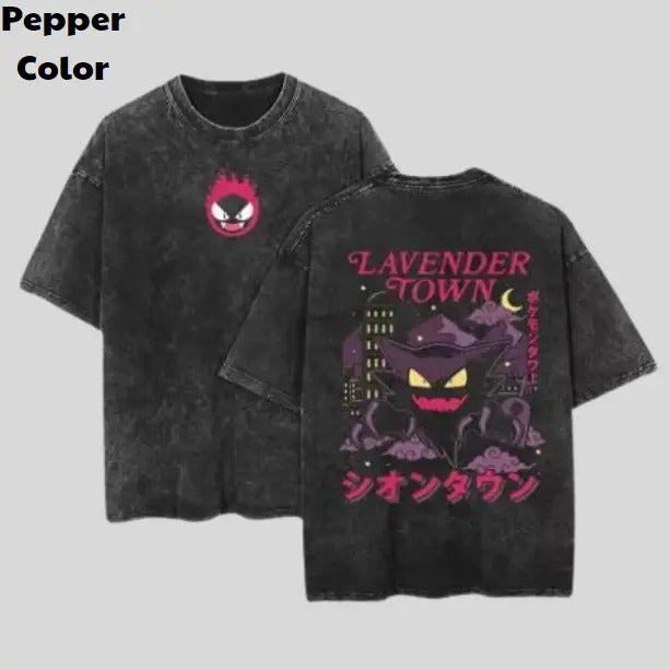 Lavender Town Legend Vintage Tee, Gengar 2-Sided T-Shirt, Pokemon Graphic Tees, Sweatshirt, Hoodie, Unisex Anime Shirt Menswear Womenswear Streetwear