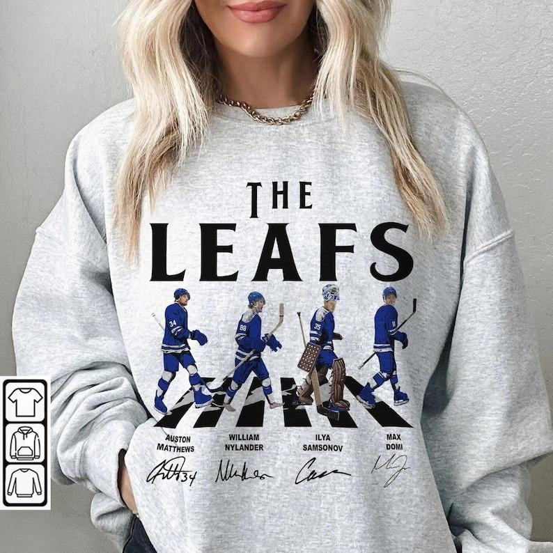 Leafs Walking Abbey Road Signatures Ice Hockey Sweatshirt, Auston Matthews, William Nylander, Max Domi, Samsonov, Toronto Maple Vintage