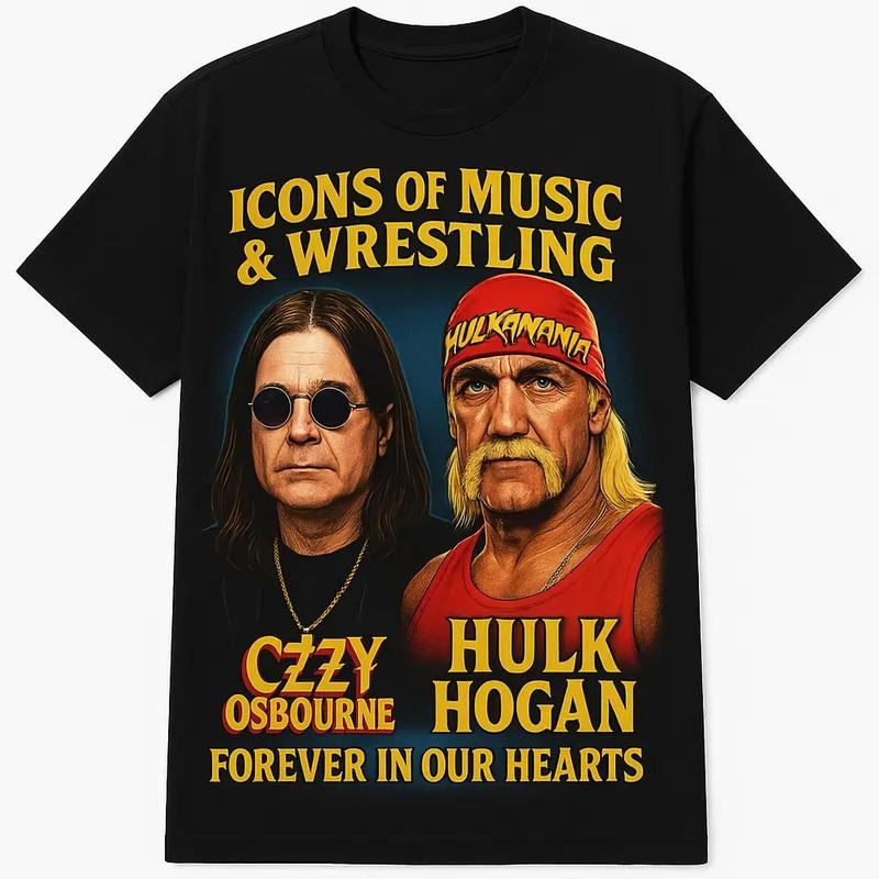 Legend Hulk Hogan And Ozzy Osbourne , Thanks For The Memories , Shirt For Wrestling And Heavy Metal Rock Casual Graphic Short Sleeve T-Shirt